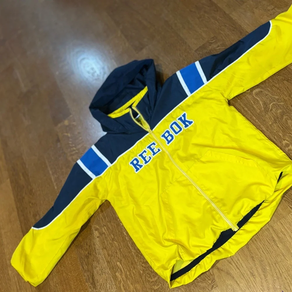 Reebok Y2K Yellow Navy Windbreaker Jacket Youth Large Runs Smaller colorblock